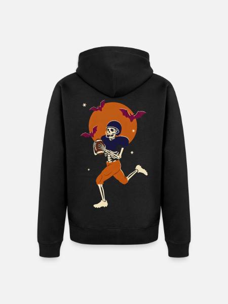 Halloween-Skeleton-Footballspieler - Unisex Premium Bio Zip Hoodie - Schwarz