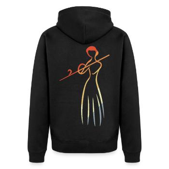 Flötenspielerin Skizze Vintage - Unisex Premium Bio Zip Hoodie - Schwarz - Hinten - Nico (187cm)