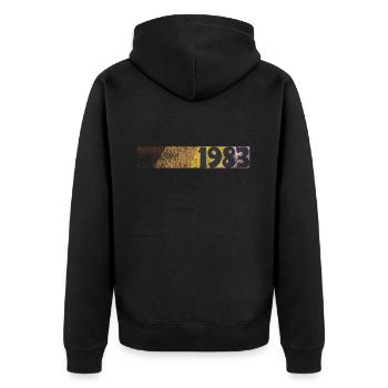 Vintage Geburtsjahr 1983 - Unisex Premium Bio Zip Hoodie - Schwarz - Hinten - Nico (187cm)