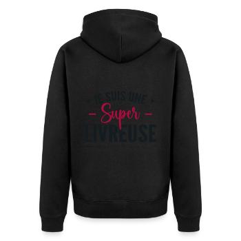 Une Super Livreuse - Cadeau Livreuse - Veste à capuche bio Premium Unisexe - noir - Dos - Nico (187cm)