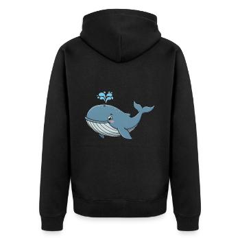 Animal Cartoon Humpback Whale - Unisex Premium Organic Zip Hoodie - black - Back - Nico (187cm)