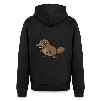 Animal Cartoon Platypus - Unisex Premium Organic Zip Hoodie - black - Back - Nico (187cm)