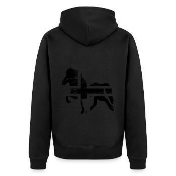 Icelandic Horse: Islandpferd Pferd Pony Merch - Unisex Premium Bio Zip Hoodie - Schwarz - Hinten - Nico (187cm)
