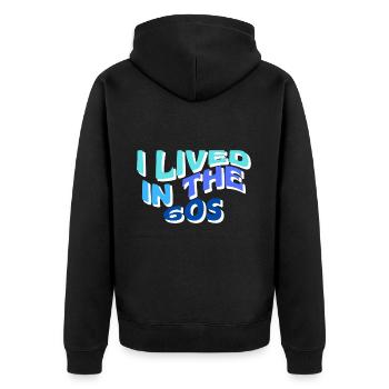 Ich lebte in den 60er Jahren - Unisex Premium Bio Zip Hoodie - Schwarz - Hinten - Nico (187cm)