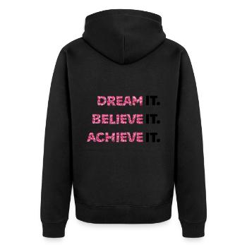 Floral Dreams: Believe & Achieve - Unisex Premium Organic Zip Hoodie - black - Back - Nico (187cm)