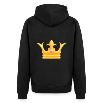 Crown - Krone - Unisex Premium Bio Zip Hoodie - Schwarz - Hinten - Nico (187cm)