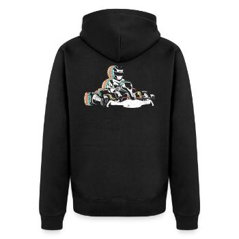 Gokart Retro Kart - Unisex Premium Bio Zip Hoodie - Schwarz - Hinten - Nico (187cm)