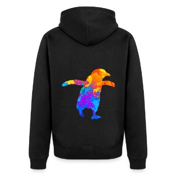 Penguin Penguins Animal Lovers Silhouette - Unisex Premium Organic Zip Hoodie - black - Back - Nico (187cm)