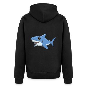 Animal Cartoon Shark - Unisex Premium Organic Zip Hoodie - black - Back - Nico (187cm)