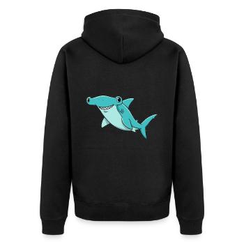 Animal Dessin Animé Requin Marteau - Veste à capuche bio Premium Unisexe - noir - Dos - Nico (187cm)