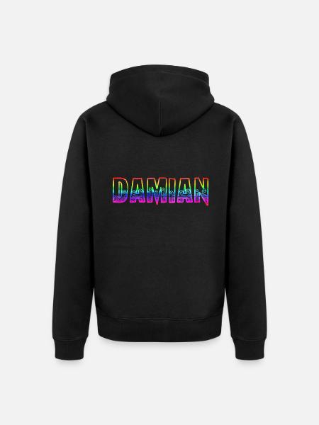 damian rs rainbow - Unisex Premium Organic Zip Hoodie - black