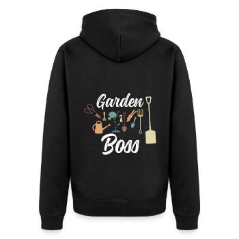 Garden Boss Gardener Plant Gardening Flowers Summer - Unisex Premium Organic Zip Hoodie - black - Back - Nico (187cm)