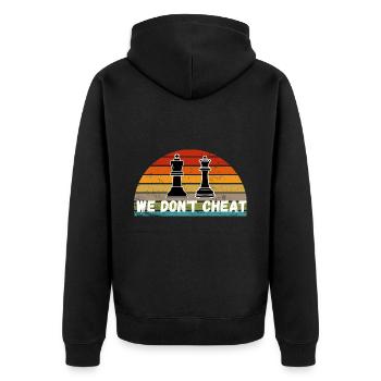 Schach Trend Chess Cheating Cheat Queens Gambit - Unisex Premium Organic Zip Hoodie - black - Back - Nico (187cm)
