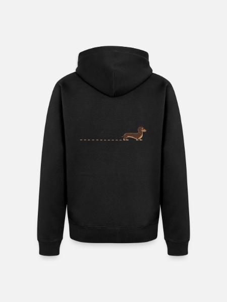 Chenilles de teckel, Piste de teckel, Teckel, Teckel - Veste à capuche bio Premium Unisexe - noir