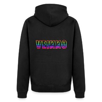 veikko rs regenbogen - Unisex Premium Bio Zip Hoodie - Schwarz - Hinten - Nico (187cm)