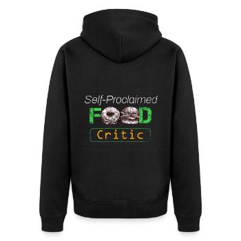 Feinschmecker Selbsternannter Food-Kritiker Foodgasm Lustig - Unisex Premium Bio Zip Hoodie - Schwarz - Hinten - Nico (187cm)