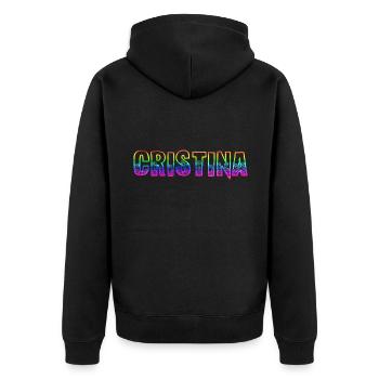 cristina rs regenbogen - Unisex Premium Bio Zip Hoodie - Schwarz - Hinten - Nico (187cm)
