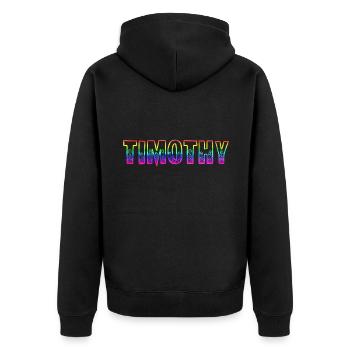 timothy rs regenbogen - Unisex Premium Bio Zip Hoodie - Schwarz - Hinten - Nico (187cm)