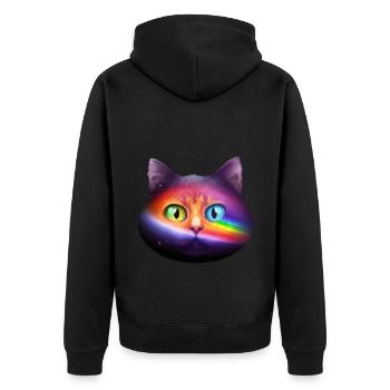 Les chats de l’univers arc-en-ciel font face avec des yeux verts - Veste à capuche bio Premium Unisexe - noir - Dos - Nico (187cm)