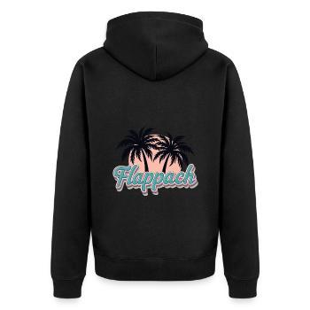 Flappach Ravensburg Palmen - Unisex Premium Bio Zip Hoodie - Schwarz - Hinten - Nico (187cm)