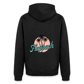 Flappach Ravensburg Palmen - Unisex Premium Bio Zip Hoodie - Schwarz - Hinten - Nico (187cm)