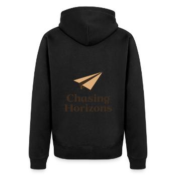 Paper Airplane Saying Quote Chasing Horizons - Unisex Premium Organic Zip Hoodie - black - Back - Nico (187cm)