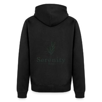 Serenity Now Spruch Zitat Zweig Ruhe - Unisex Premium Bio Zip Hoodie - Schwarz - Hinten - Nico (187cm)