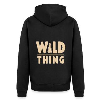Wild Thing Wald Abenteuer - Unisex Premium Bio Zip Hoodie - Schwarz - Hinten - Nico (187cm)