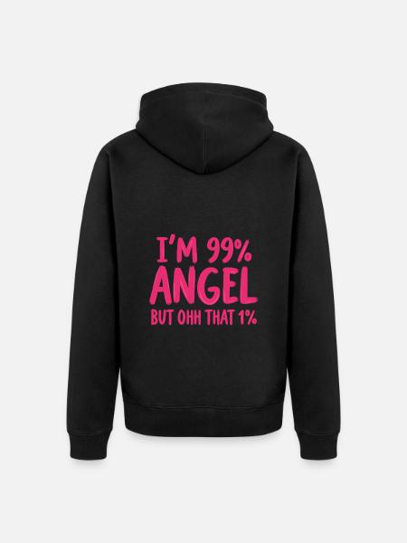 Engel Engelchen Prozent Spruch - Unisex Premium Bio Zip Hoodie - Schwarz