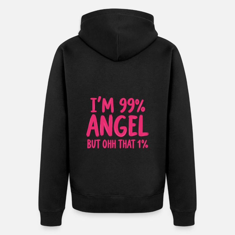 Engel Engelchen Prozent Spruch - Unisex Premium Bio Zip Hoodie - Schwarz