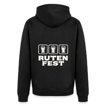 Rutenfest Ravensburg Bier Symbole - Unisex Premium Bio Zip Hoodie - Schwarz - Hinten - Nico (187cm)