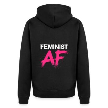 Feminist AF Statement Saying Sayings - Unisex Premium Organic Zip Hoodie - black - Back - Nico (187cm)
