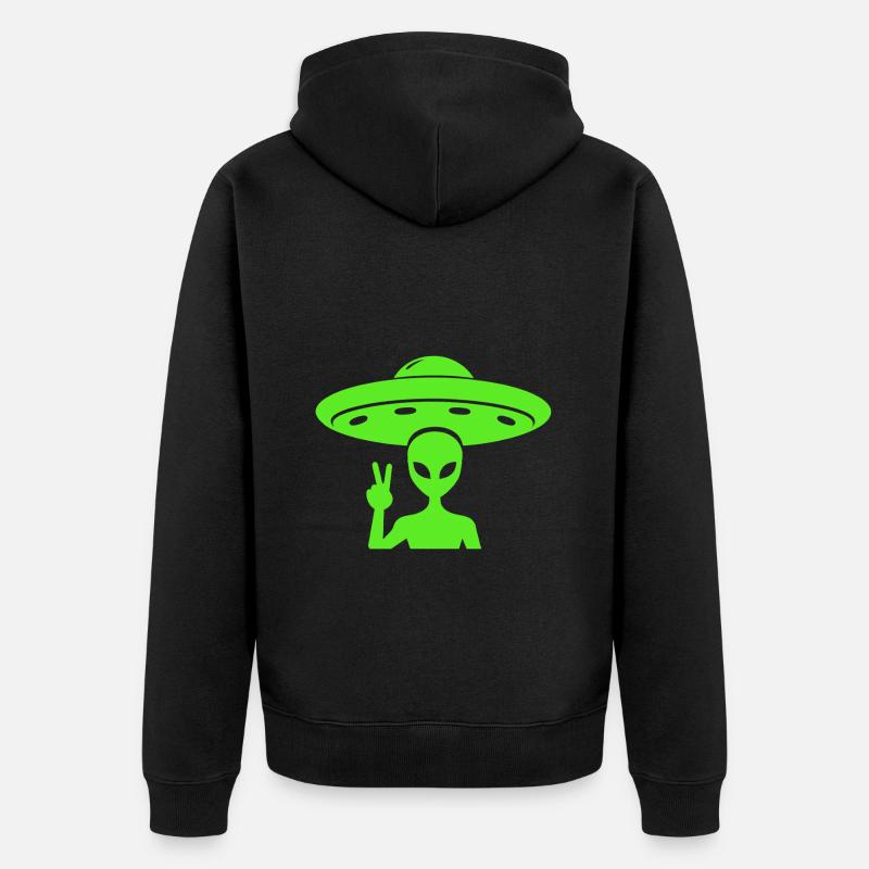 Alien UFO Peace - Unisex Premium Bio Zip Hoodie - Schwarz