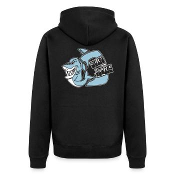 dirt shark - Unisex Premium Bio Zip Hoodie - Schwarz - Hinten - Nico (187cm)
