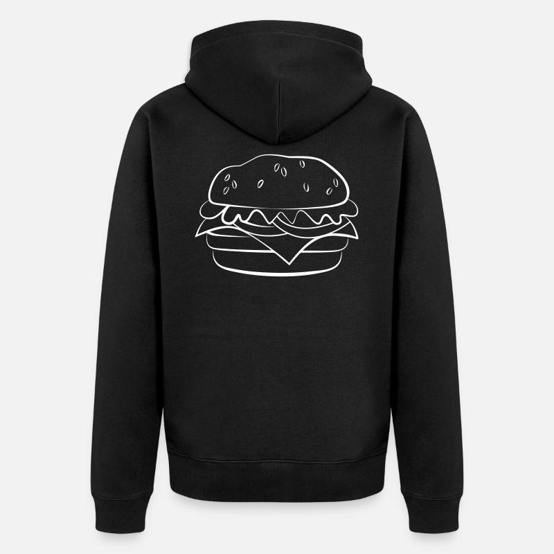 Burger Zeichnung - Unisex Premium Bio Zip Hoodie - Schwarz