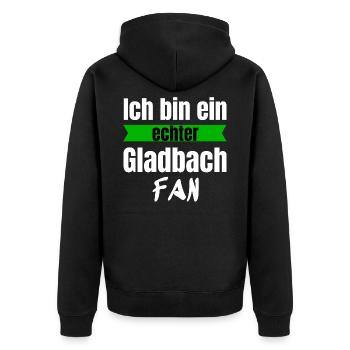 Mönchengladbach Gladbacher - Unisex Premium Bio Zip Hoodie - Schwarz - Hinten - Nico (187cm)
