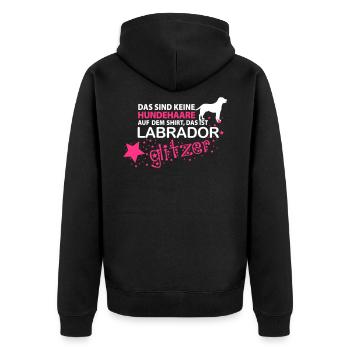 Labrador Glitzer - Unisex Premium Bio Zip Hoodie - Schwarz - Hinten - Nico (187cm)