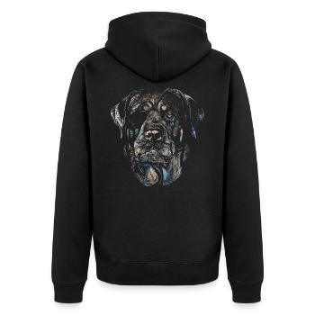 ROTTWEILER HUND - Unisex Premium Bio Zip Hoodie - Schwarz - Hinten - Nico (187cm)