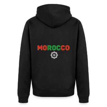 MOROCCAN team supporter football - Unisex Premium Organic Zip Hoodie - black - Back - Nico (187cm)