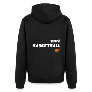 BasketBall 100% - Unisex Premium Organic Zip Hoodie - black - Back - Nico (187cm)
