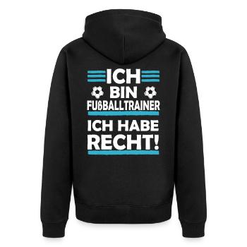 fußballtrainer - Unisex Premium Bio Zip Hoodie - Schwarz - Hinten - Nico (187cm)