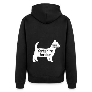 Yorkshire Terrier - Unisex Premium Bio Zip Hoodie - Schwarz - Hinten - Nico (187cm)