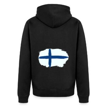 Finland Scandinavia - Unisex Premium Organic Zip Hoodie - black - Back - Nico (187cm)