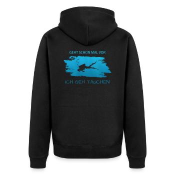 Tauchen Spruch für Taucher lustig - Unisex Premium Bio Zip Hoodie - Schwarz - Hinten - Nico (187cm)