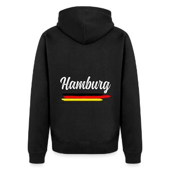 Hamburg Moin Digga Anker Geschenkidee Norddeutsch - Unisex Premium Bio Zip Hoodie - Schwarz - Hinten - Nico (187cm)
