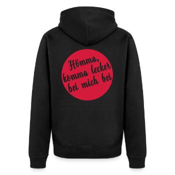 Hömma komma lecker bei mich bei (v) - Unisex Premium Bio Zip Hoodie - Schwarz - Hinten - Nico (187cm)