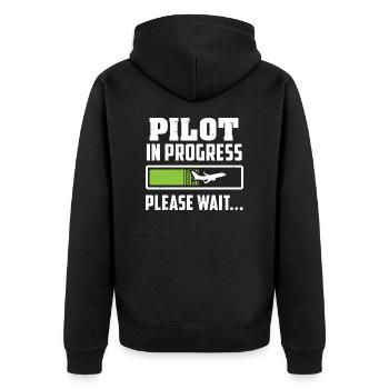 Zukünftiger Pilot - Lädt - Bitte warten - Geschenk - Unisex Premium Bio Zip Hoodie - Schwarz - Hinten - Nico (187cm)
