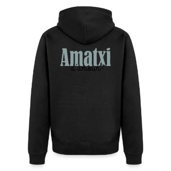 Amatxi d amour humour grand mère basque - Veste à capuche bio Premium Unisexe - noir - Dos - Nico (187cm)