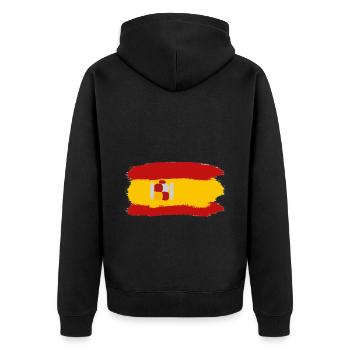 Spanien mein Land - Unisex Premium Bio Zip Hoodie - Schwarz - Hinten - Nico (187cm)