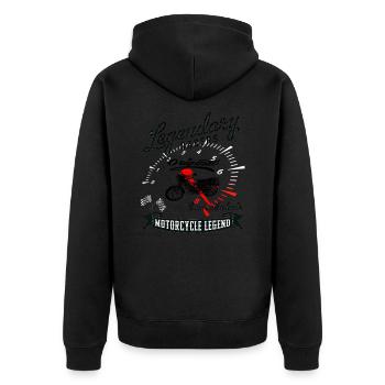 Zündapp KS 50 Watercooled Moped Kult - Unisex Premium Bio Zip Hoodie - Schwarz - Hinten - Nico (187cm)
